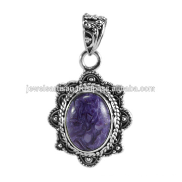 Charoite Gemstone 925 Sterling Silver Pendant Jewelry